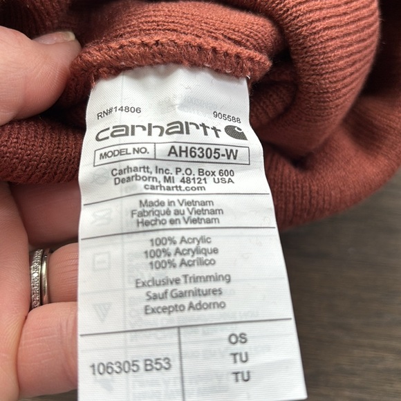 Carhartt Knit Cuffed Beanie, Floral patch logo.Sable - OSFM - Picture 6 of 6